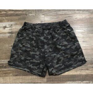 Lululemon Surge Mens Small Black & Gray Lined Briefed Camo Athletic Shorts
